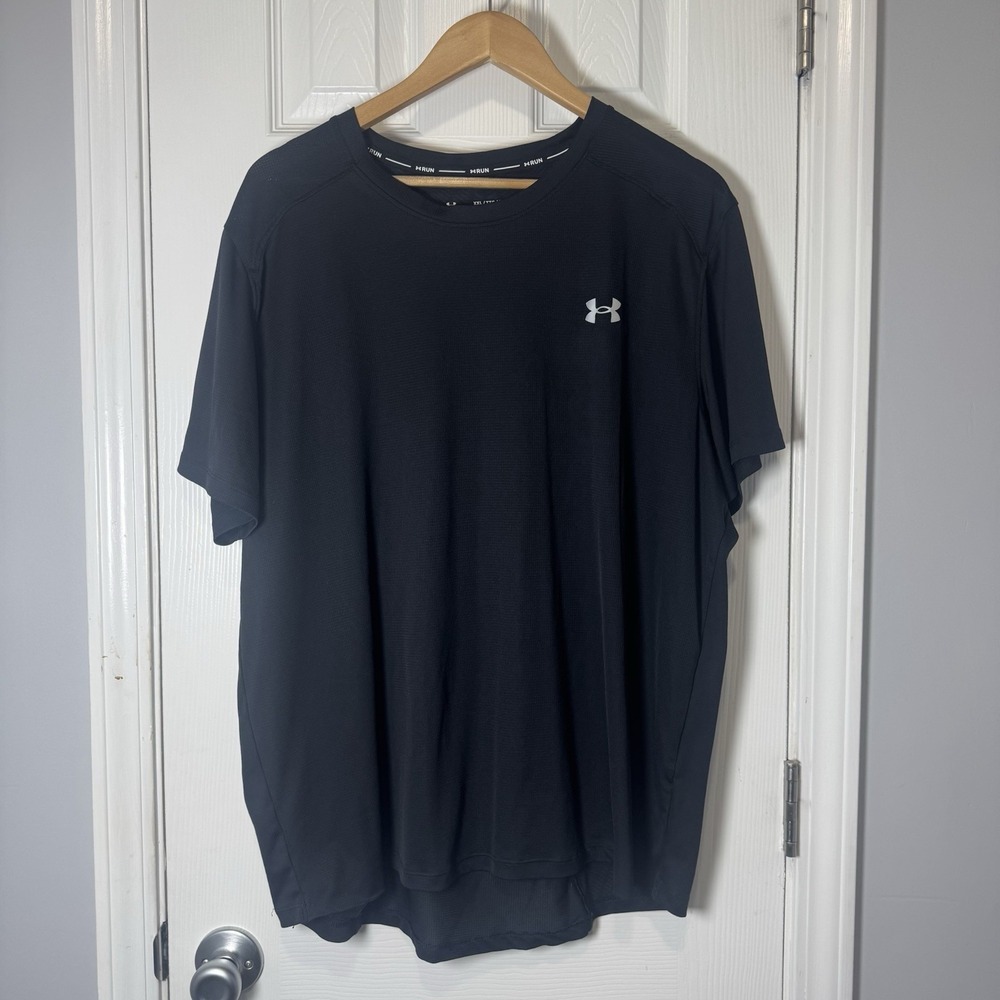 Under Armour Running Shirt Men's Size 2x Black Short Sleeve Activewear Fitted